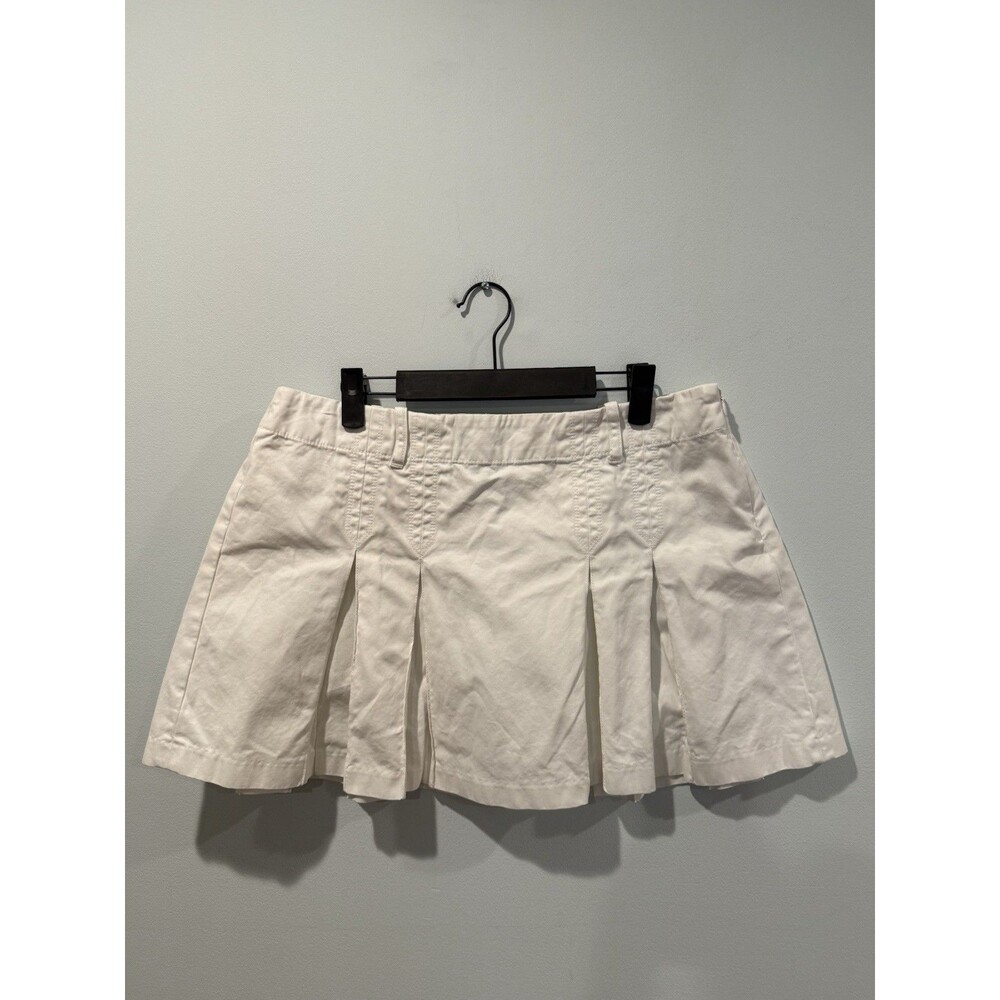 Vintage Express Y2K Pleated Mini Skirt 10 White 100% Cotton Preppy Coquette Twee